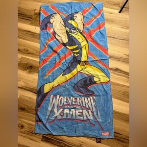 Vtg Y2K Marvel X-Men Wolverine Beach Pool Towel 2009 Blue Yellow Comic Graphic